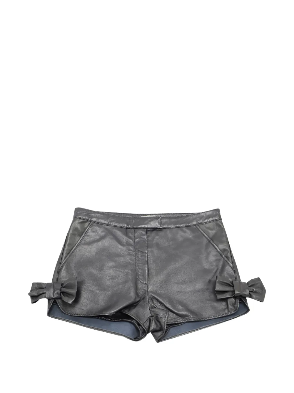 Red Valentino Vintage bow-embellished leather shorts - Nero