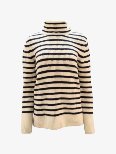Tory Burch striped-pattern button turtleneck sweater