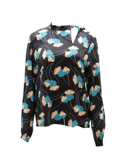 Rochas Vintage floral-print tied-neckline blouse