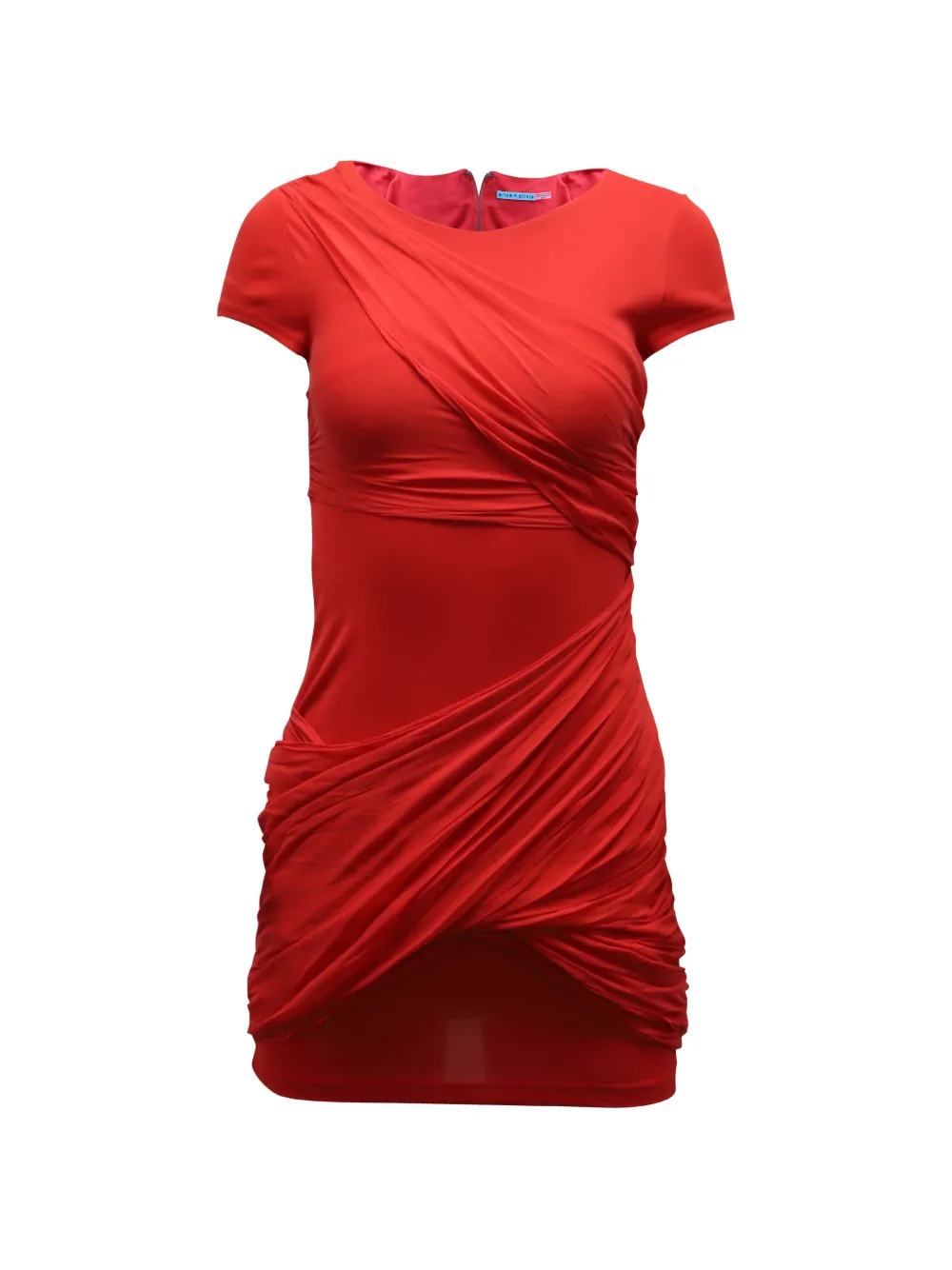 alice + olivia draped short-sleeve dress - Rosso