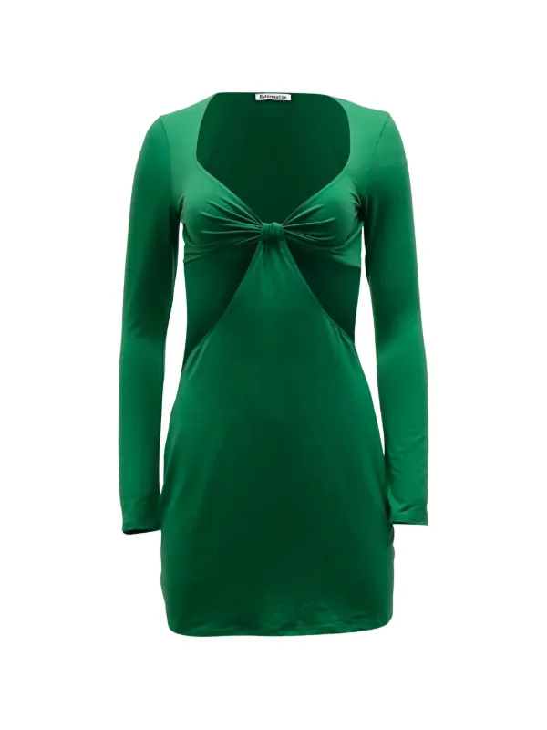 Reformation Cutout Knot Mini Dress - Green