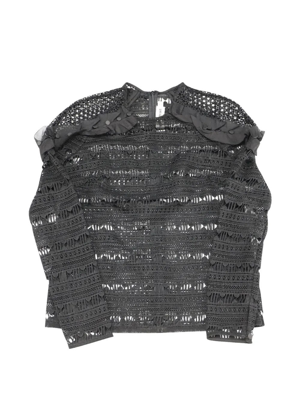 Self-Portrait ruffle-detail long-sleeve top - Nero