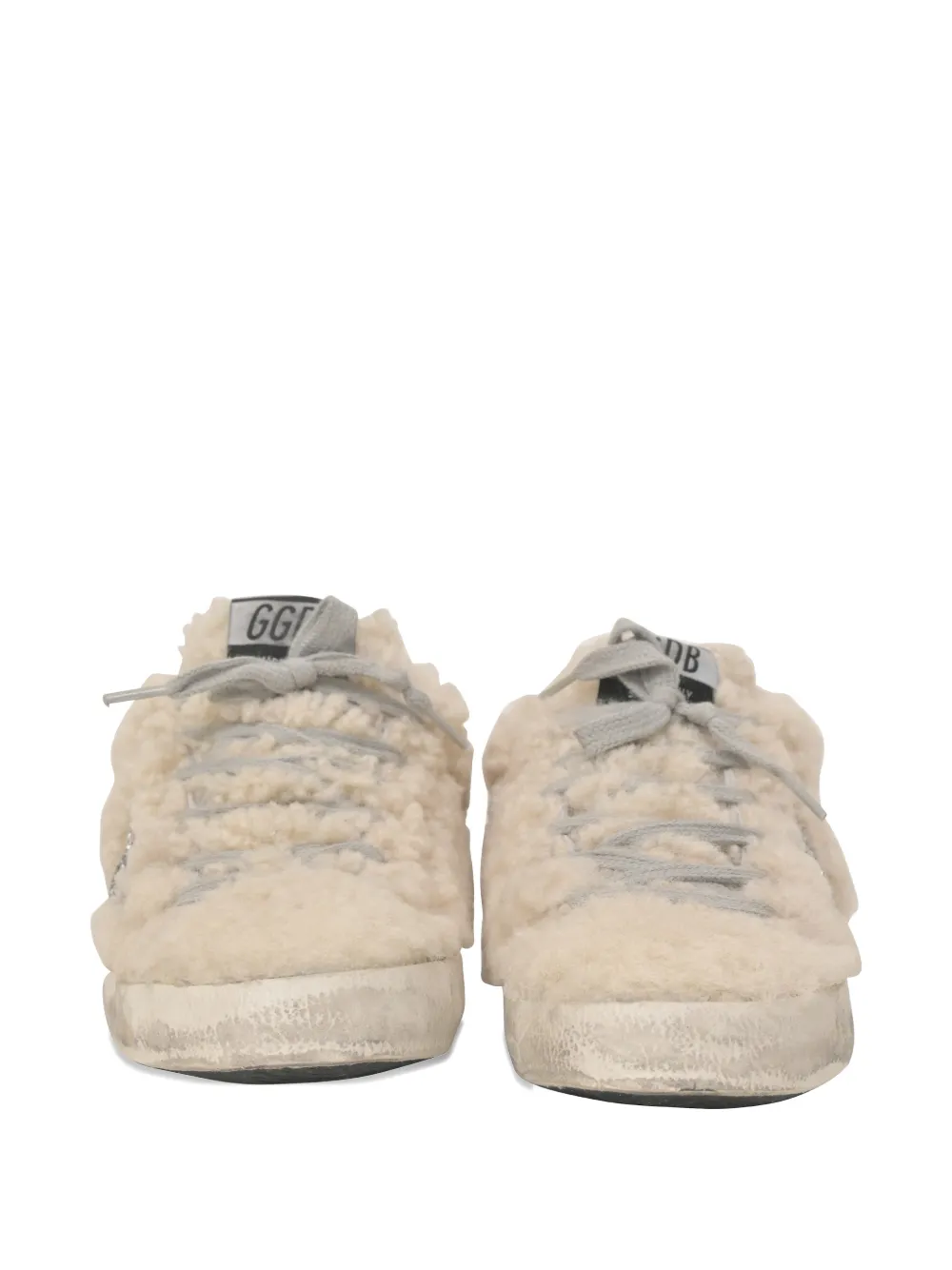 Golden Goose Super-Star shearling glittered sneakers - Beige