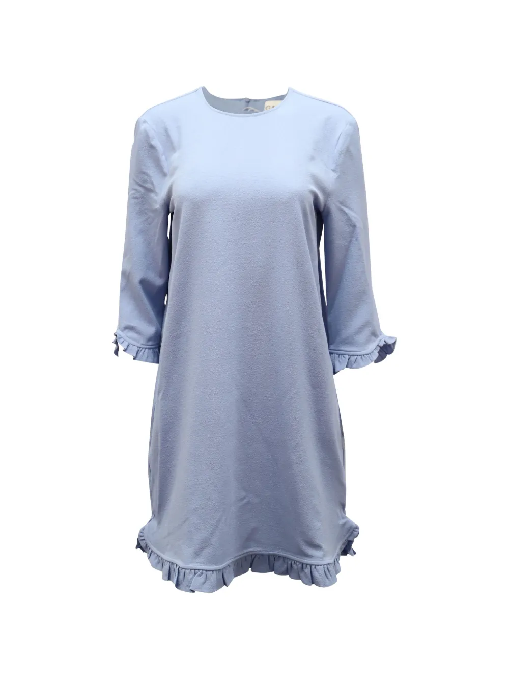 GANNI ruffle-trim mini dress - Blu