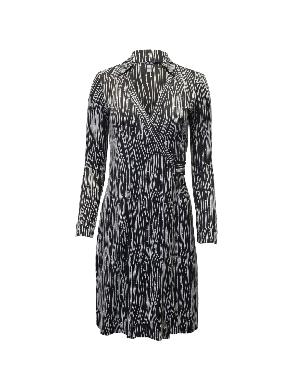 Printed V-Neck Wrap Midi Dress