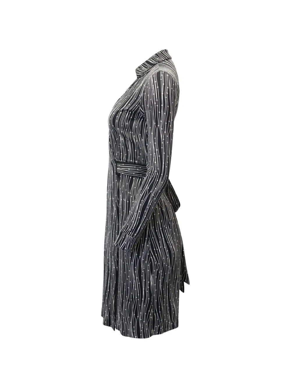 Printed V-Neck Wrap Midi Dress
