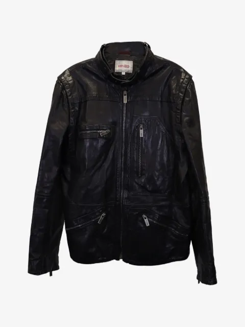 Kenzo Pre-Owned læderjakke med lynlås