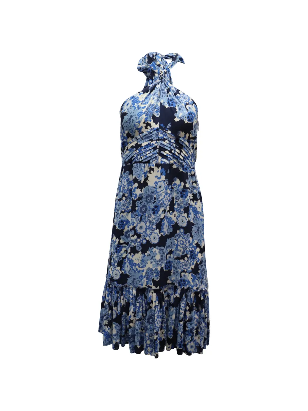 Tory Burch halterneck floral-print midi dress - Blu