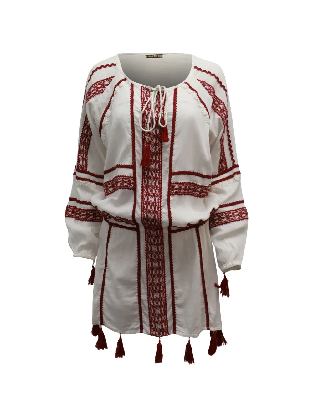 Dodo Bar Or embroidered tassel-detail mini dress - Bianco