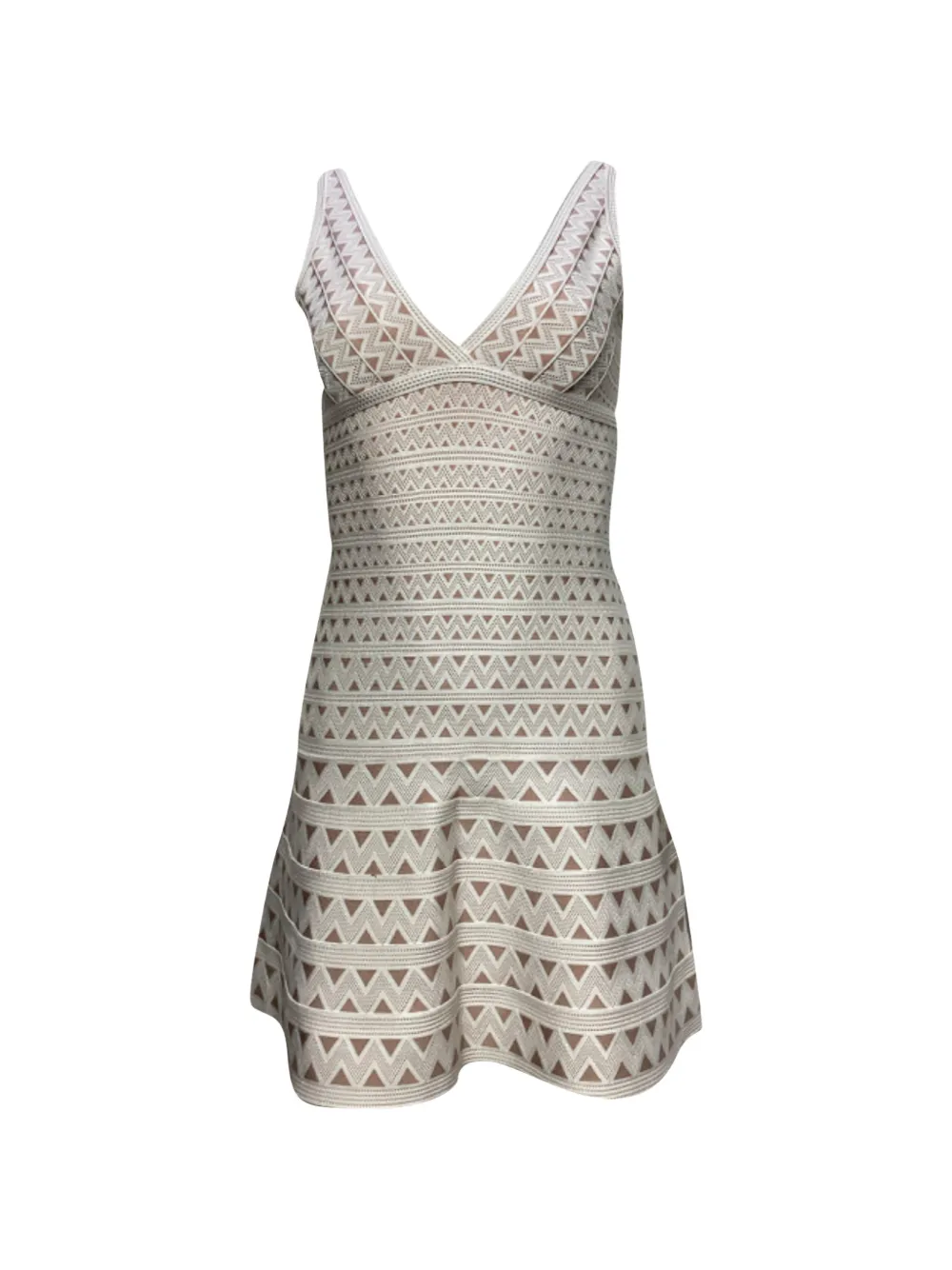 Herve Leger chevron V-neck dress - Bianco