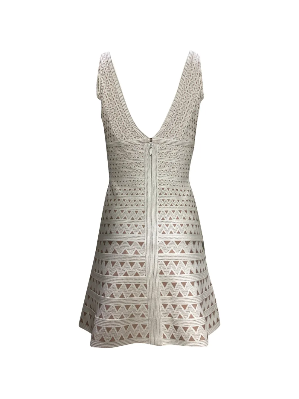 Herve Leger chevron V-neck dress - Wit