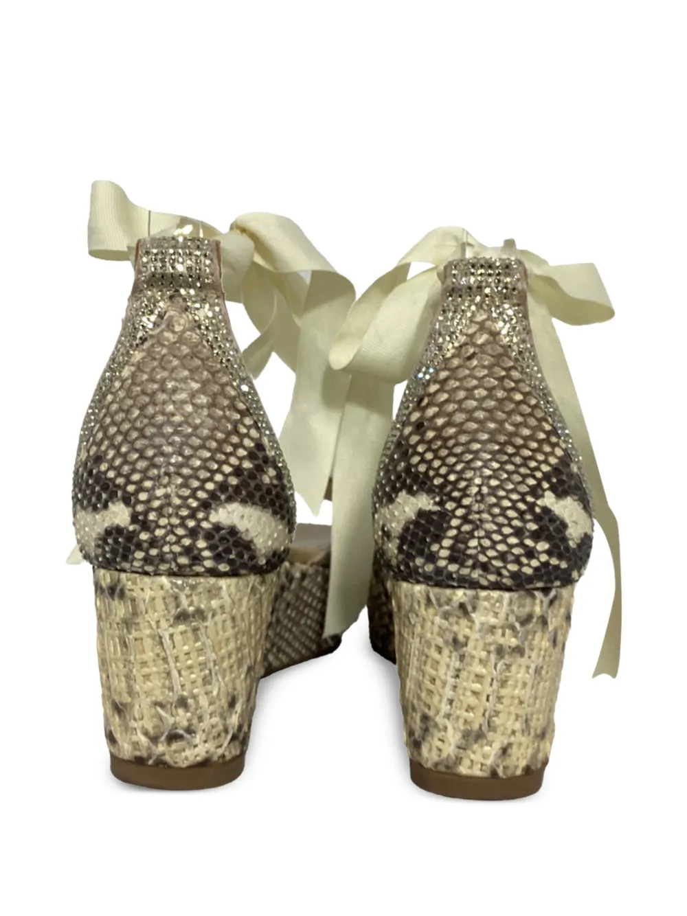 Embellished Self-Tie Heeled Espadrilles