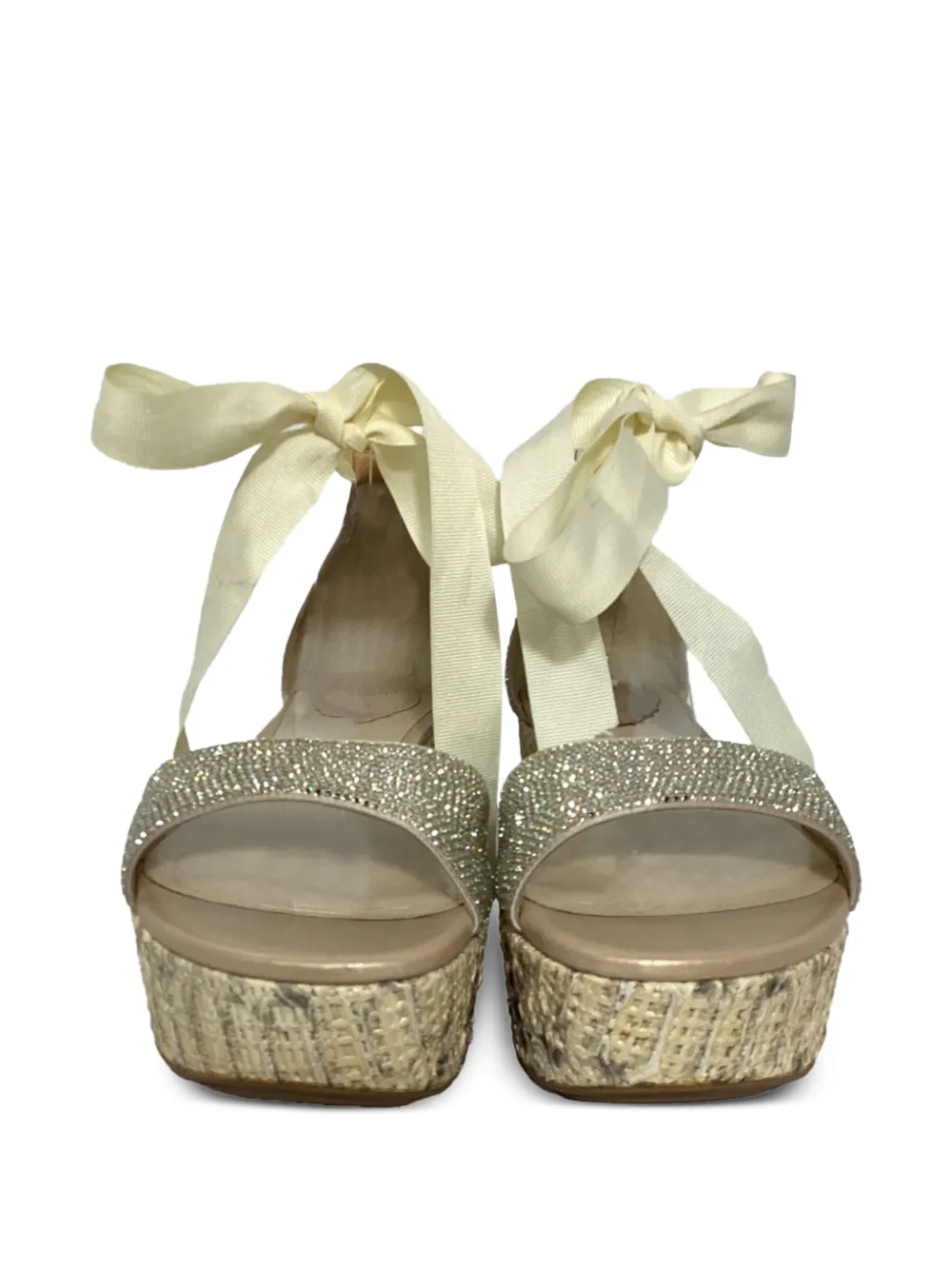 Embellished Self-Tie Heeled Espadrilles