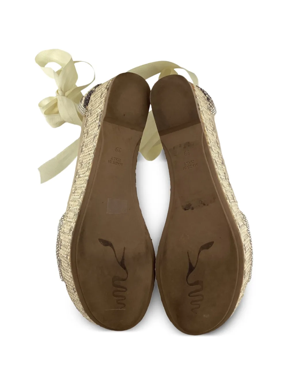 Embellished Self-Tie Heeled Espadrilles