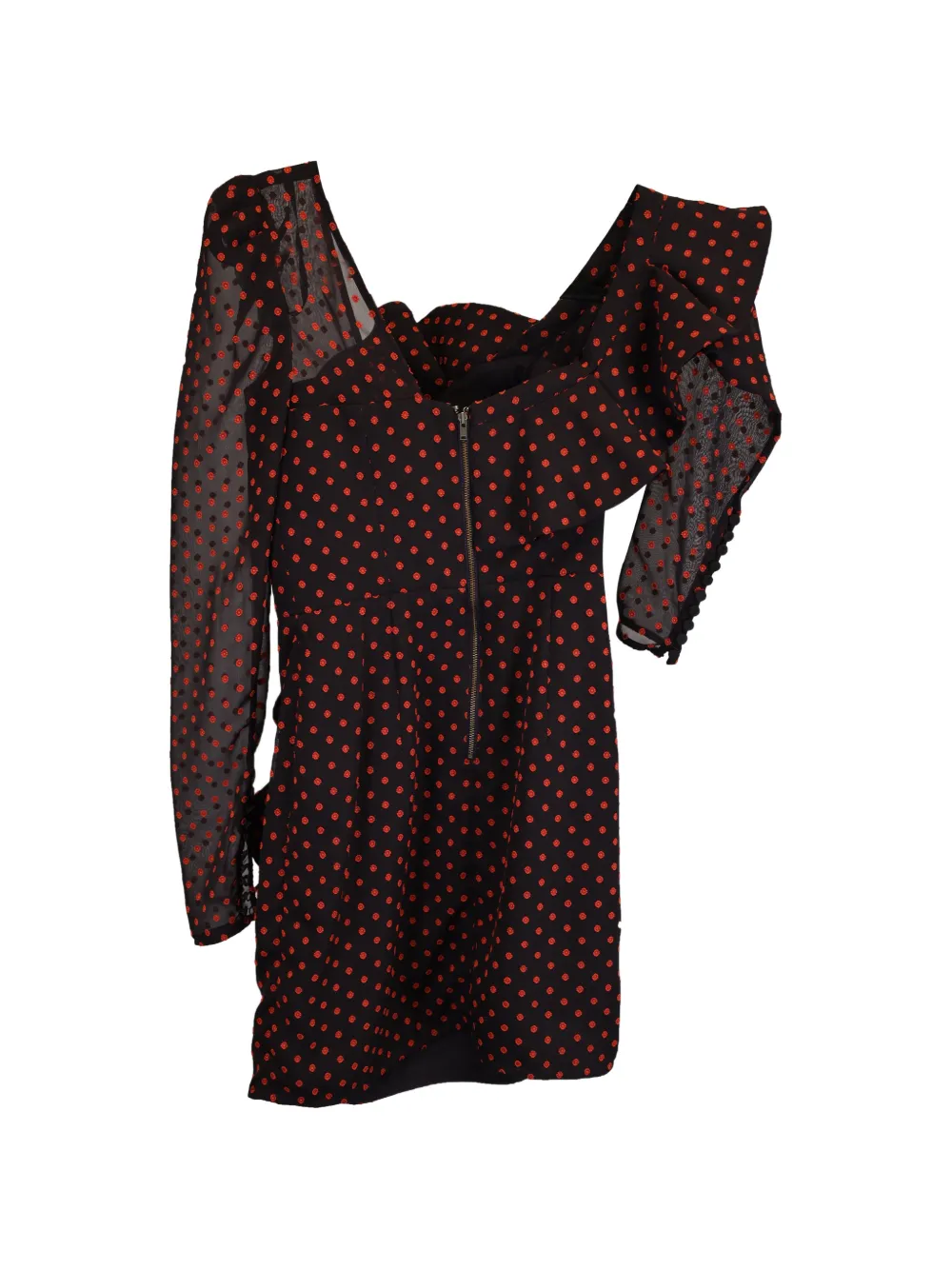 Self-Portrait one-shoulder ruffled dress - Zwart