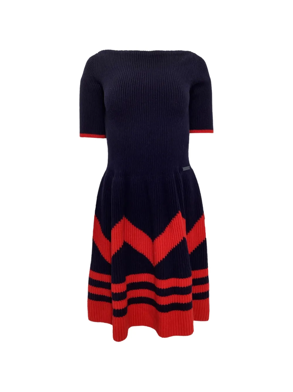 Louis Vuitton Pre-Owned round-neck ribbed-knit midi dress - Blu
