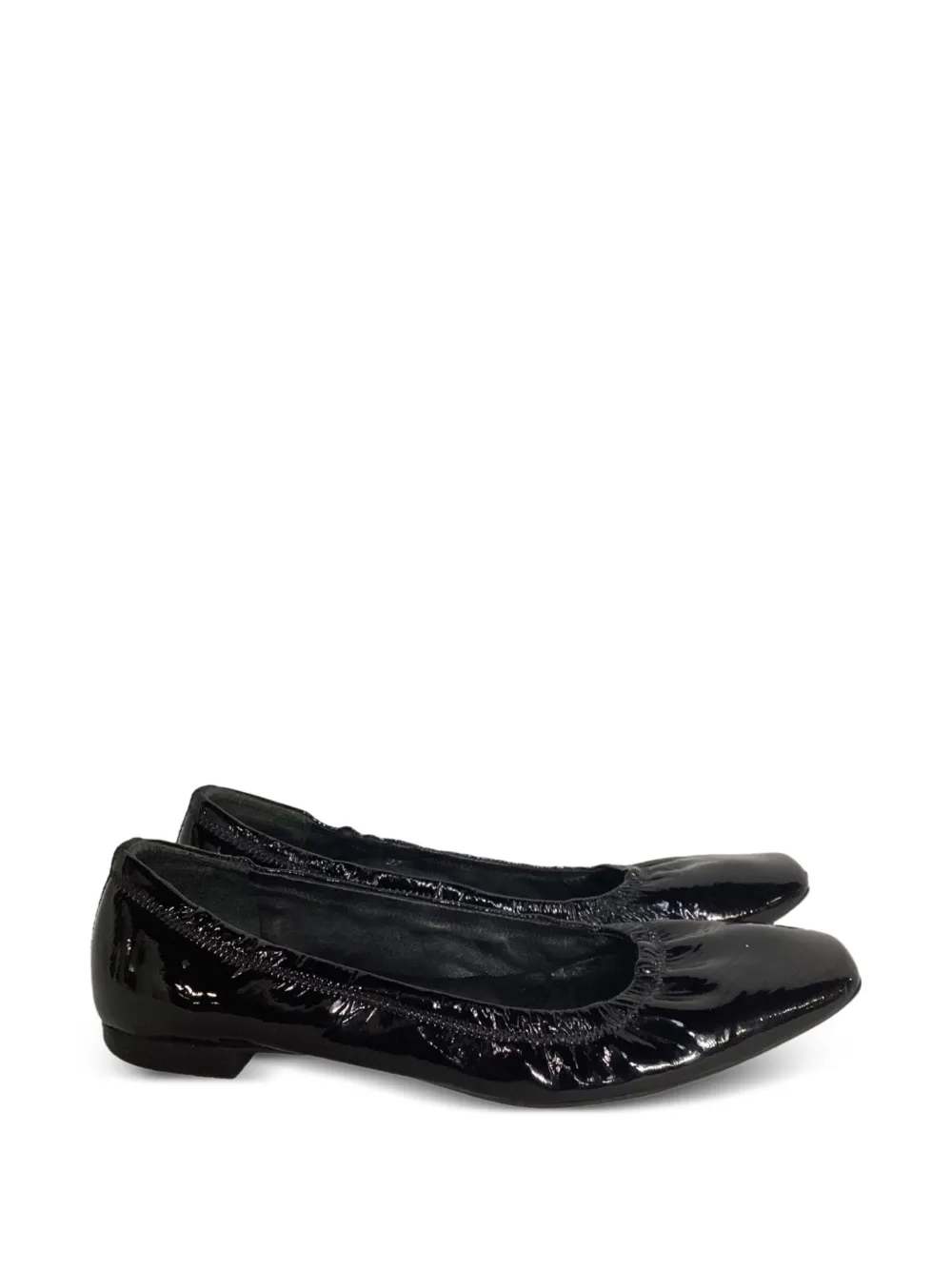 Prada Pre-Owned square-toe leather ballet flats - Nero