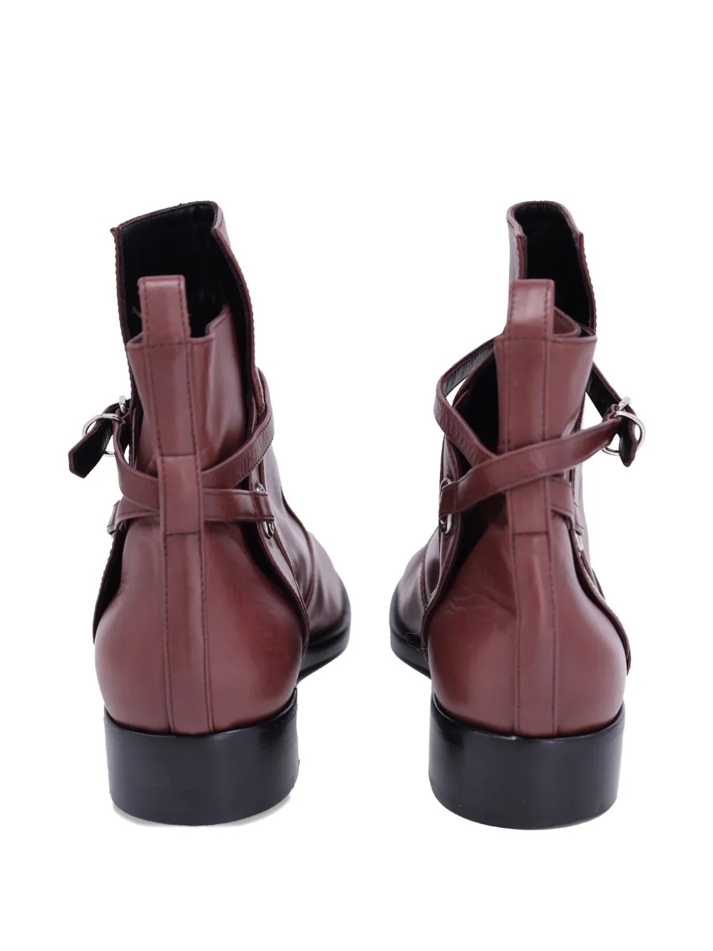 Balenciaga Pre-Owned belt leather ankle boots - Bruin