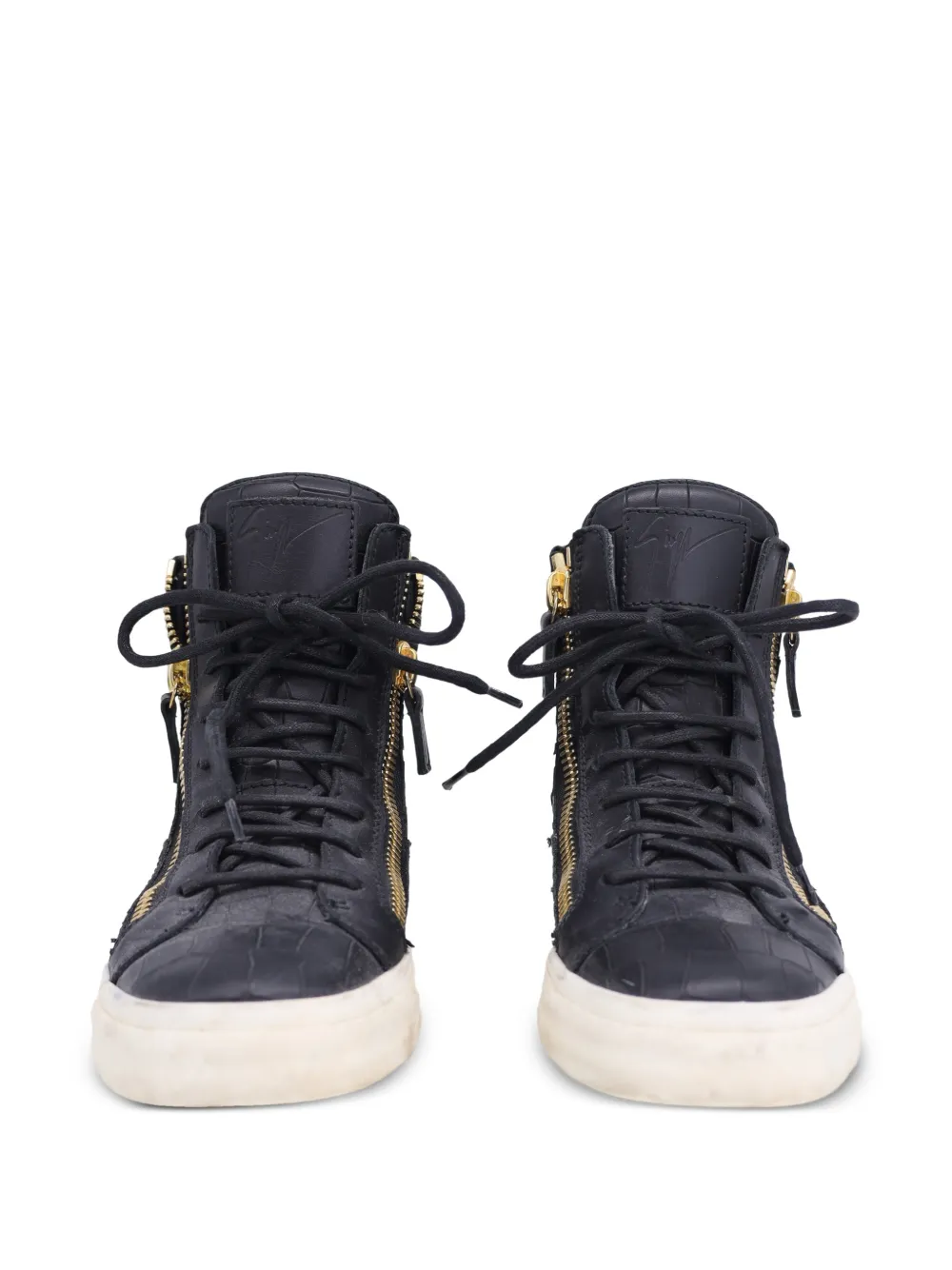 Giuseppe Zanotti Vintage croc-embossed zip high top trainers - Zwart