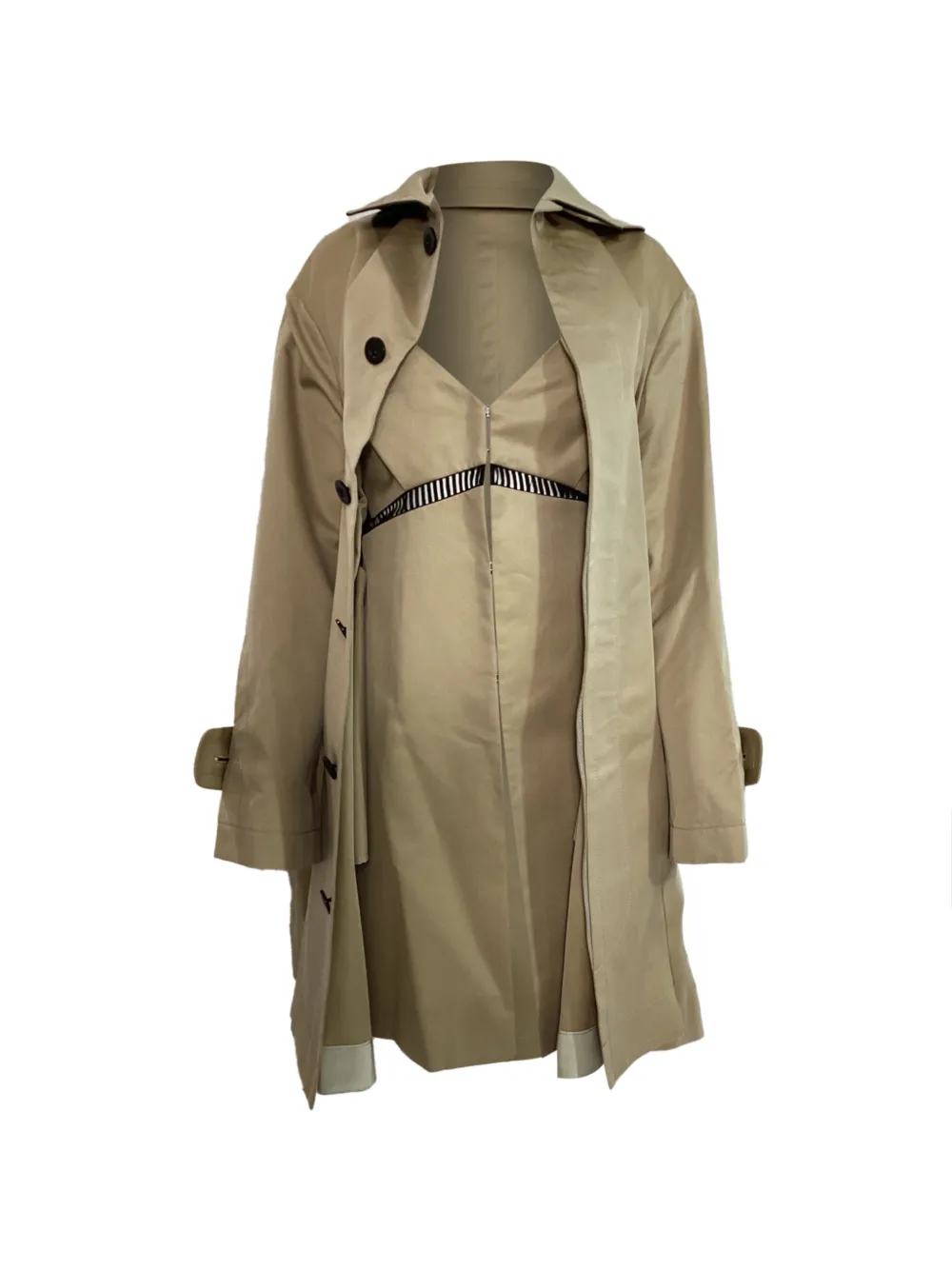 sacai dress insert trench coat - Toni neutri