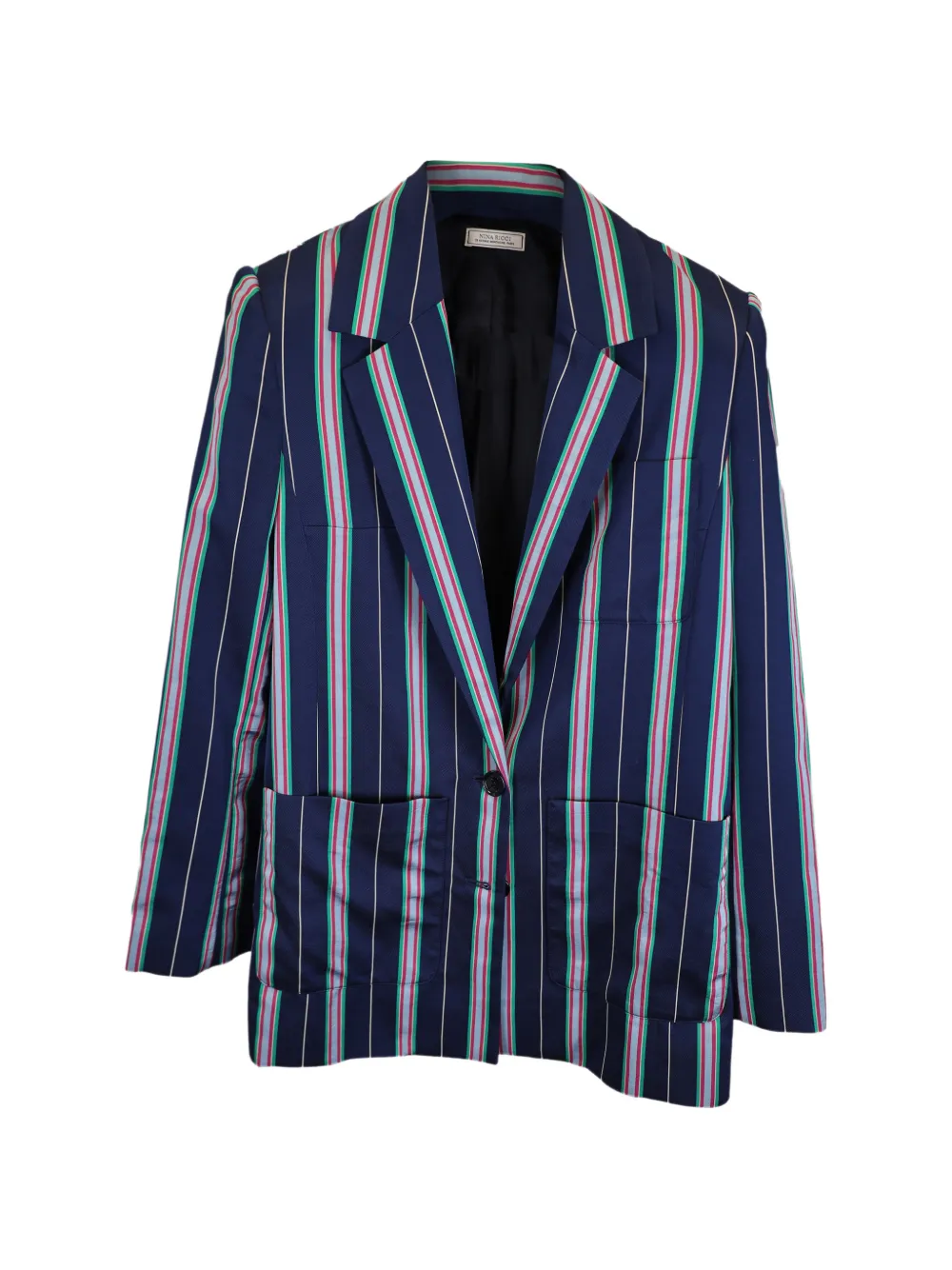 Nina Ricci Pre-Owned striped-pattern single-breasted blazer - Blu