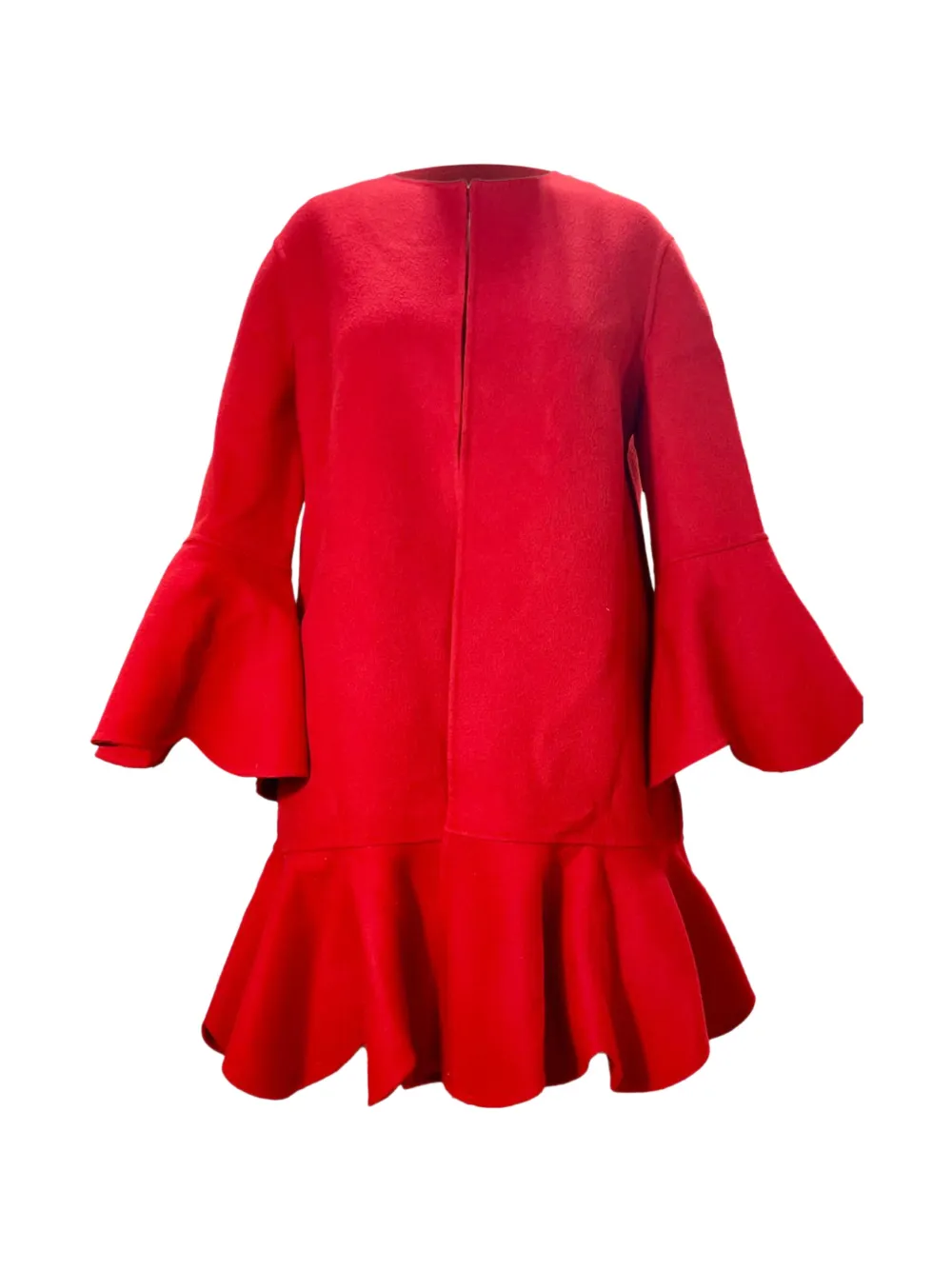 Valentino Garavani Pre-Owned ruffled hem bell sleeve coat - Rosso