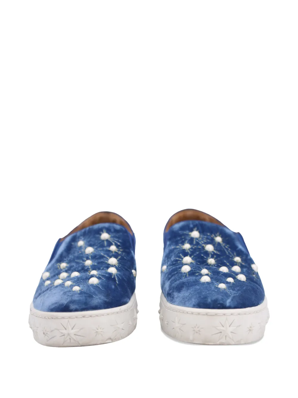 Aquazzura pearl-detail slip-on sneakers - Blauw