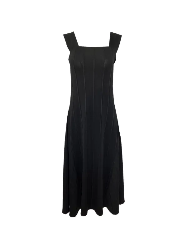 theory ribbed pleated dress Theory Square-Neck Ribbed Midi Dress