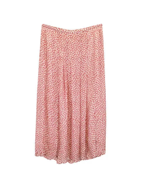 Rixo pleated printed midi skirt