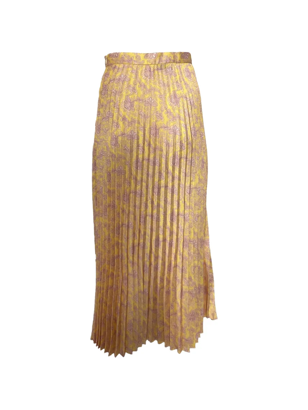 SANDRO pleated floral-print midi skirt - Geel