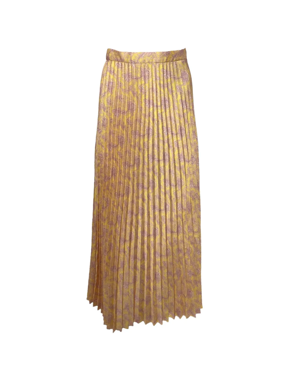 SANDRO pleated floral-print midi skirt - Giallo