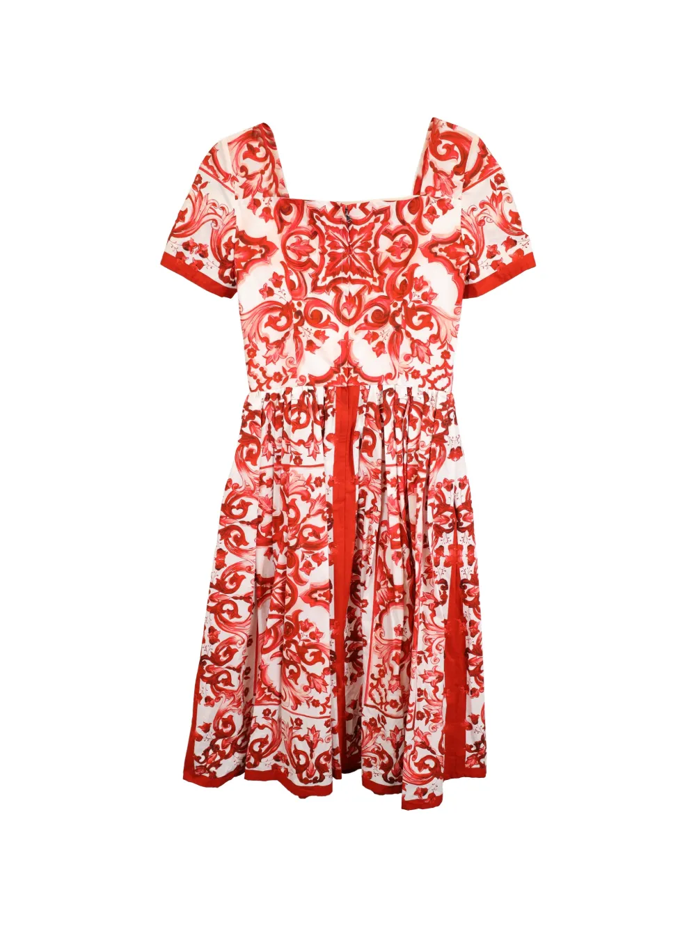 Dolce & Gabbana Pre-Owned Majolica pleated printed midi dress - Rood