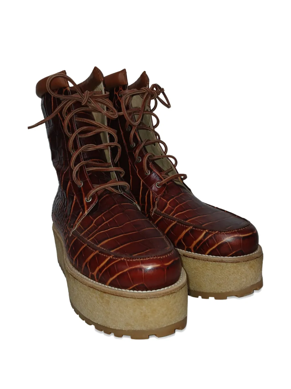 Gabriela Hearst platform-sole lace-up fatening boots - Bruin