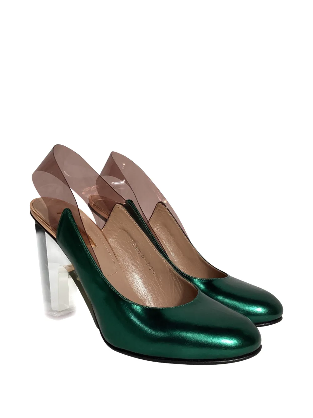 Dries Van Noten Pre-Owned metallic-effect heeled pumps - Groen