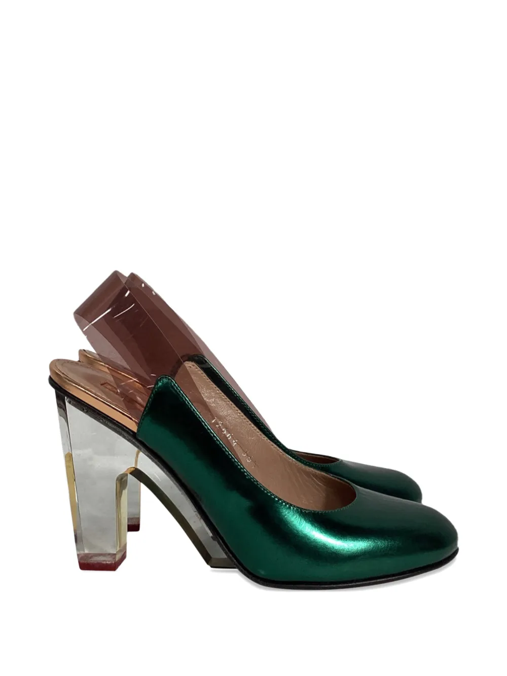 Dries Van Noten Pre-Owned metallic-effect heeled pumps - Verde
