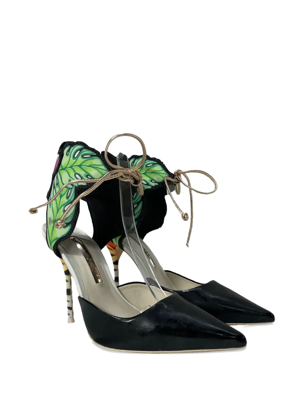 Sophia Webster leaf-embellishment leather pumps - Zwart