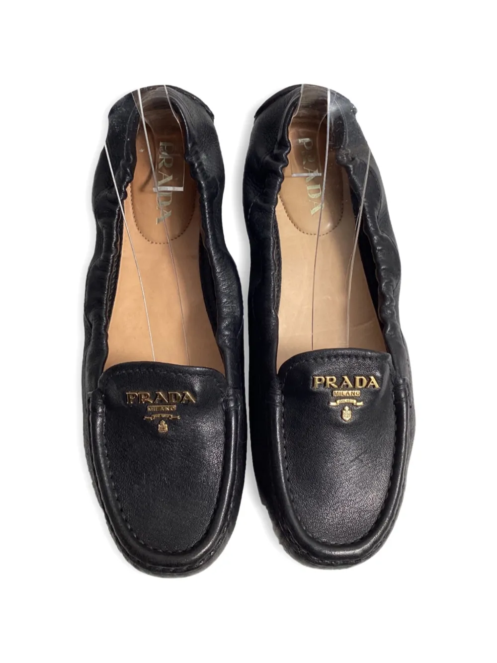 Prada Pre-Owned logo-detail scrunch loafers - Zwart