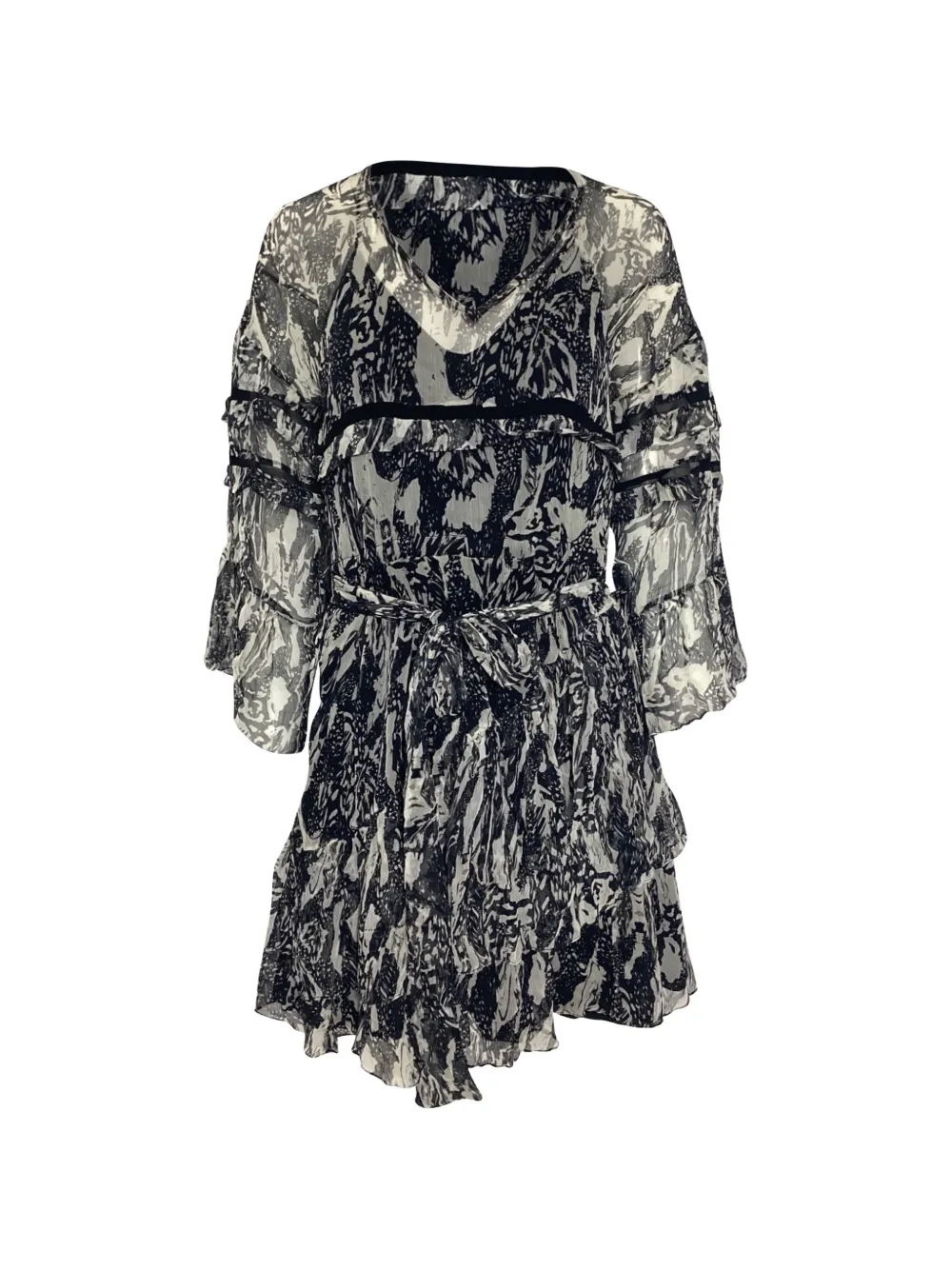 IRO Chiffon ruffled mini dress - Nero