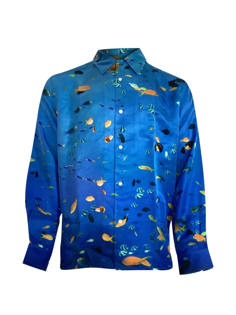 Loewe Pre-Owned fish-print shirt - Blu