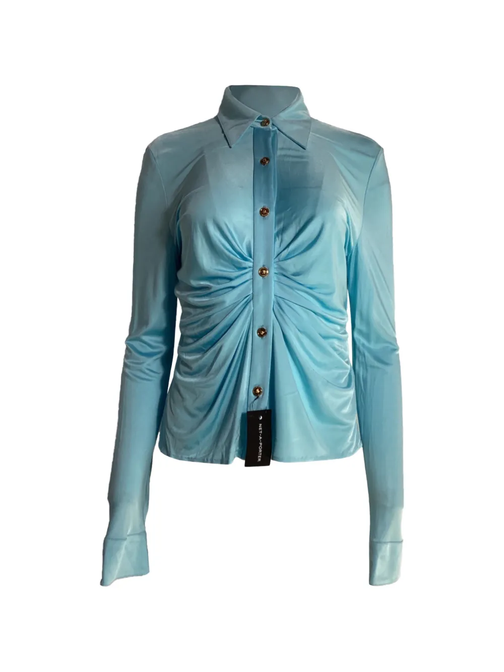 Versace Pre-Owned ruched buttoned shirt - Blu