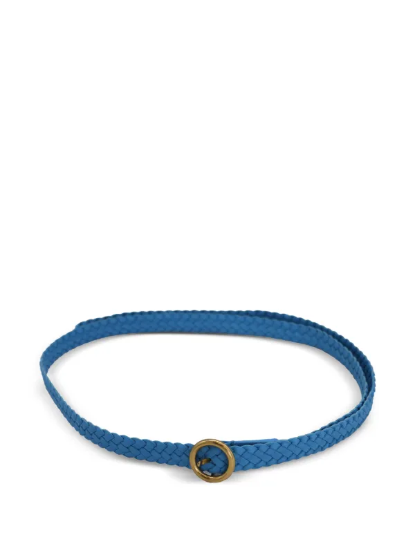 Bottega Veneta Braided Thin Belt in Blue Leather Bottega Veneta Pre-Owned Braided Thin Belt | Blue | FARFETCH main image 2