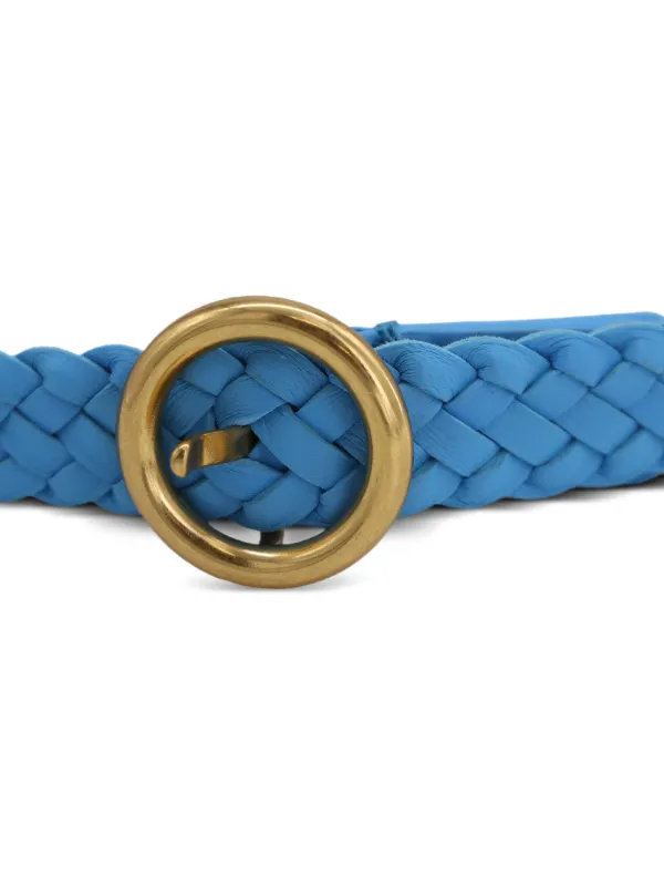 Bottega Veneta Braided Thin Belt in Blue Leather Bottega Veneta Pre-Owned Braided Thin Belt | Blue | FARFETCH main image 3