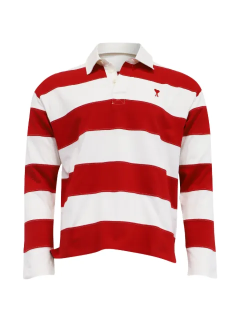AMI Paris striped long-sleeve polo shirt