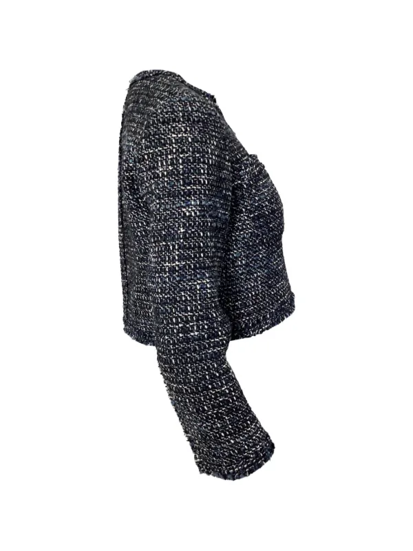 Theory ツイード　ノーカラージャケット Theory ツイード ノーカラー ジャケット | ブルー | FARFETCH JP