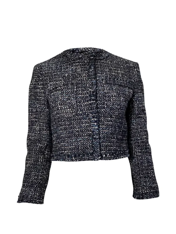 Theory ツイード　ノーカラージャケット Theory ツイード ノーカラー ジャケット | ブルー | FARFETCH JP