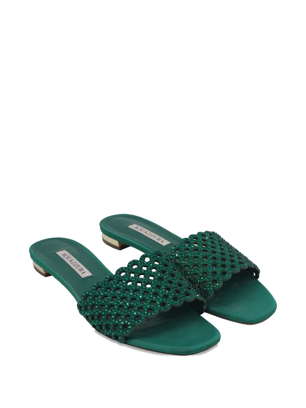 Aquazzura crystal-embellishment leather sandals - Groen