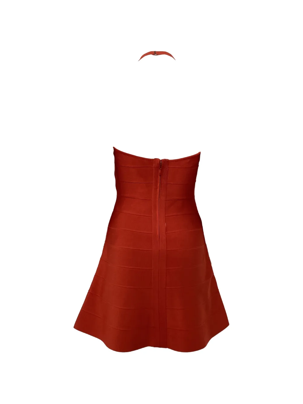 Herve Leger halter-neck a-line mini dress - Rood