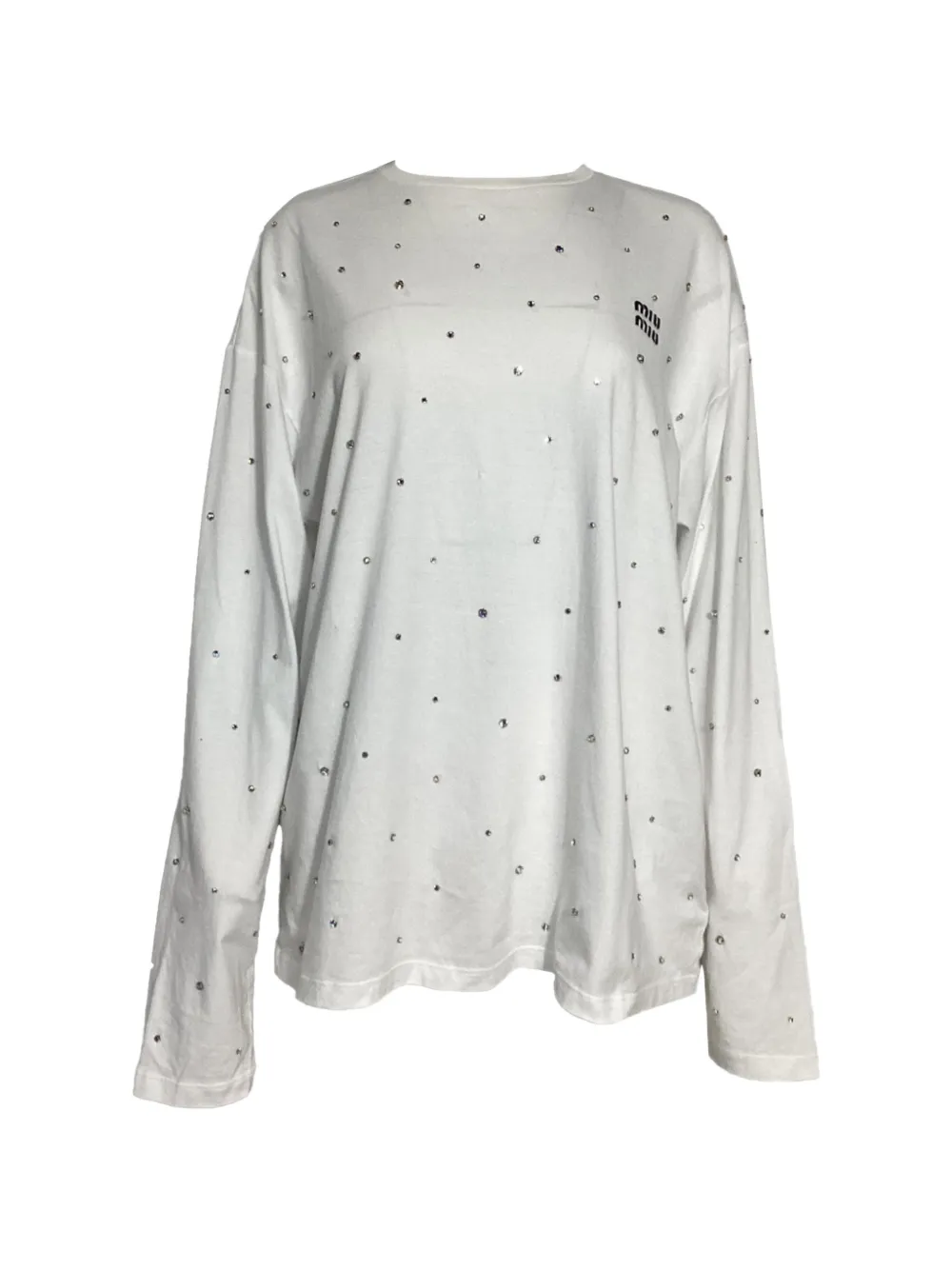 Miu Miu Pre-Owned T-shirt con decorazione di cristalli - Bianco