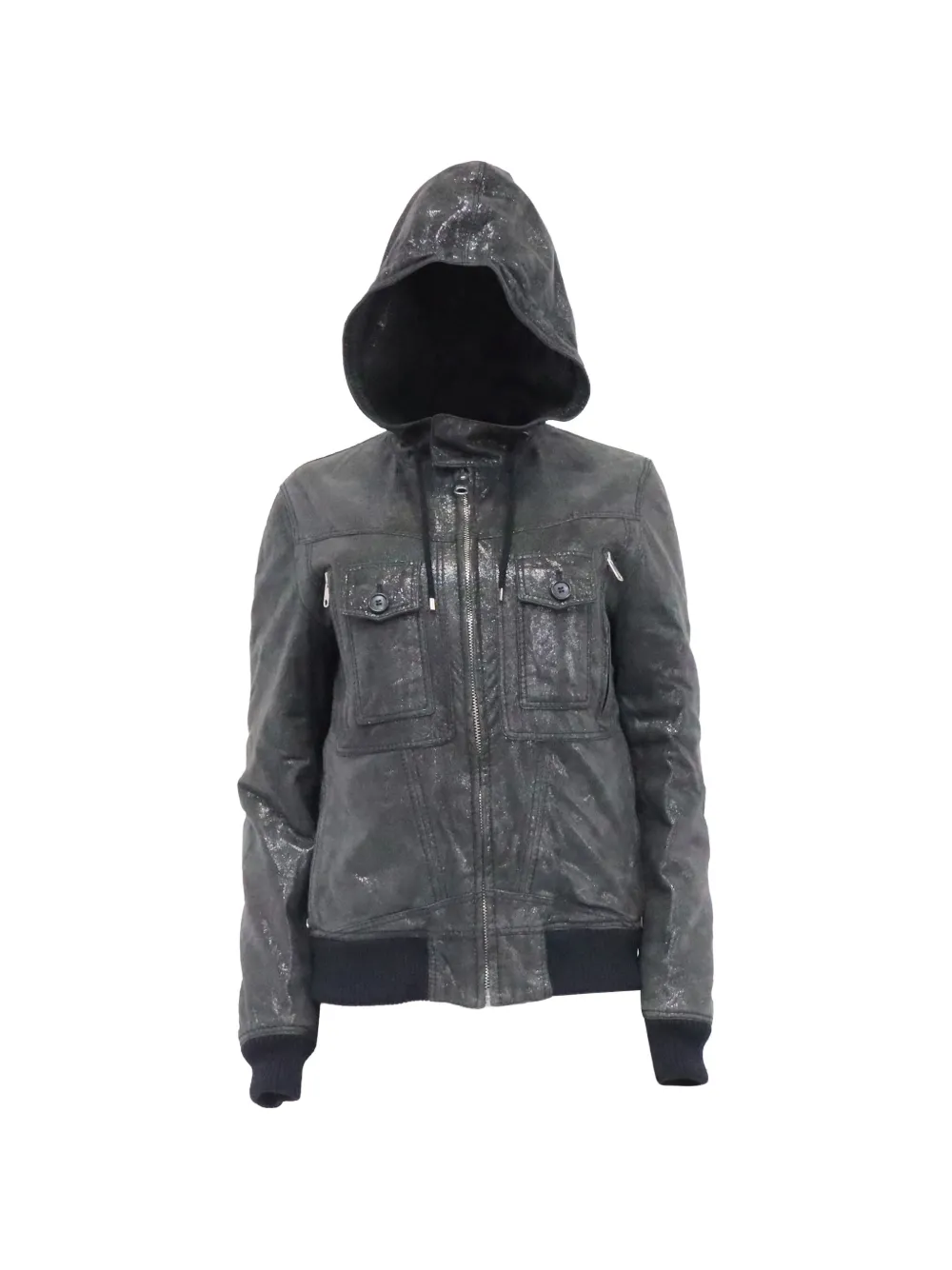 Pre-owned Dior Hooded Zipped Leather Jacket In Black