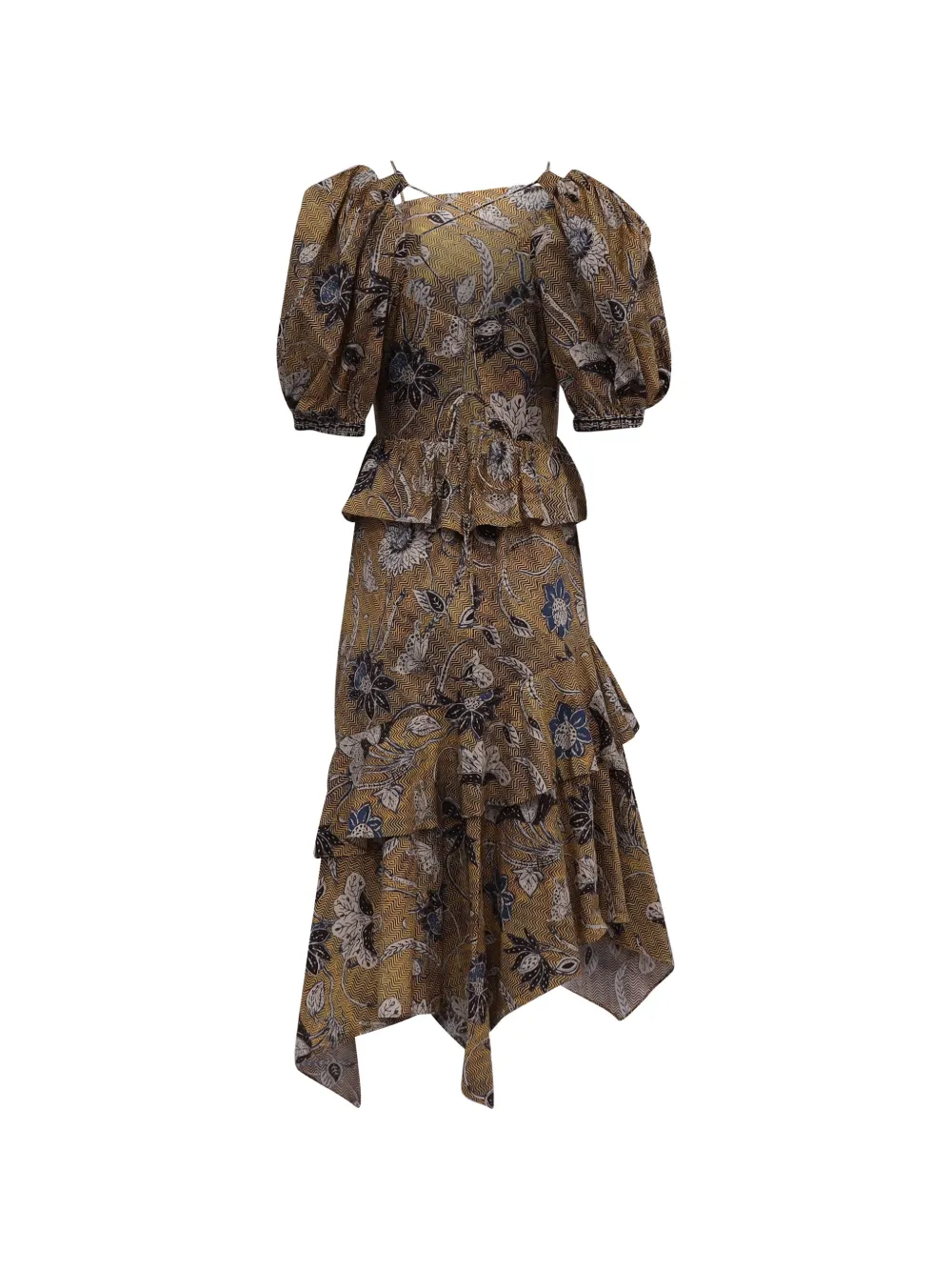 Ulla Johnson floral-print ruffled midi dress - Bruin